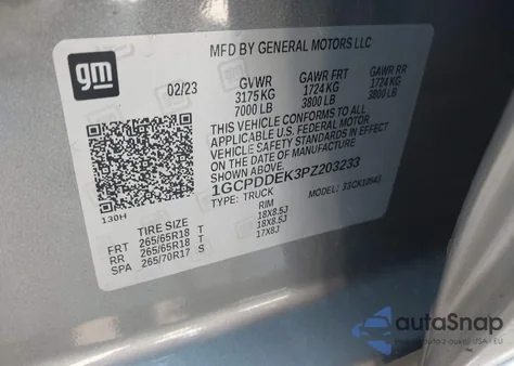 2023 Chevrolet Silverado 1500 4Wd Standard Bed Lt из США, поврежденный, VIN 1GCPDDEK3PZ203233